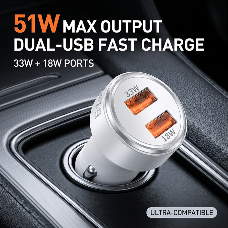 Car Accessories Qc - Chargeur de voiture USB double port
