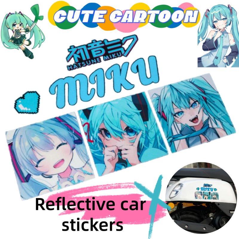 Car Accessories Rear - Nouveaux autocollants réfléchissants créatifs Hatsune Miku